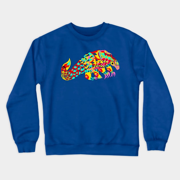 the pangolin in marvelous color pattern ecopop anteater Crewneck Sweatshirt by jorge_lebeau